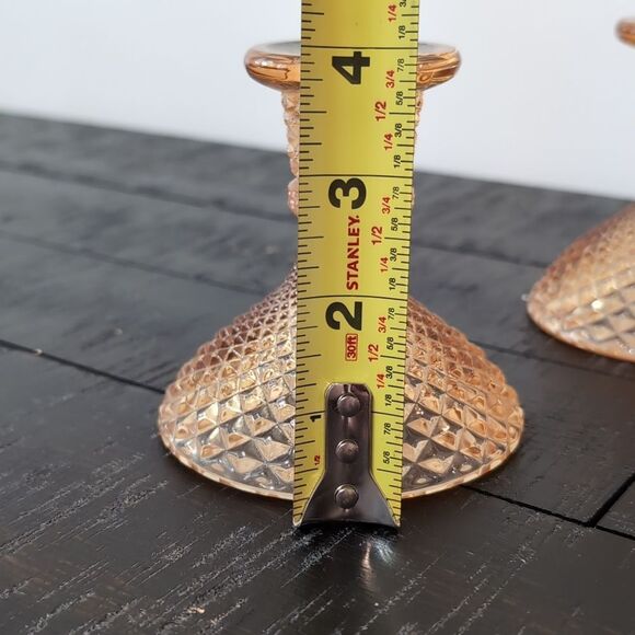 Set of 2 Vintage Westmoreland English Hobnail Candlesticks Depression Glass - Picture 5 of 6